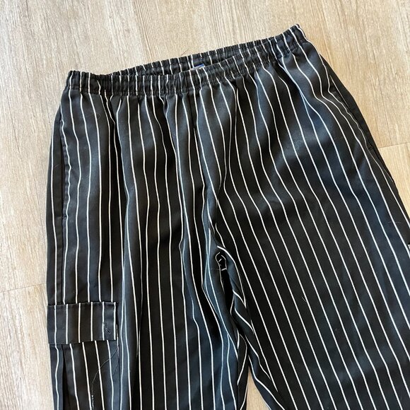 Unisex KNG Black and White Stripe Chef Kitchen Pants - XL - Picture 2 of 8